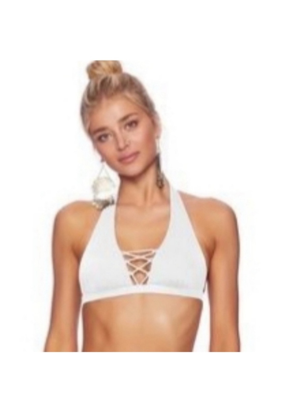 Beach Bunny Cameron White Halter Bikini. Xxl. NWT